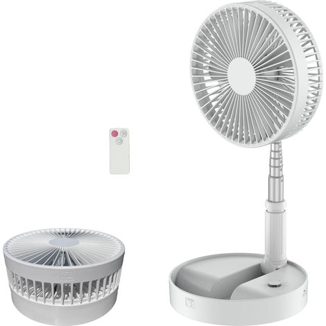 Ventilateur sur pied pliable 8 pouces, rechargeable silencieux télécommande réglable (1/5)