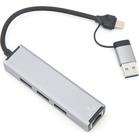 Hub USB-C/USB-A, faible latence réseau, USB 3.0, USB 2.0, port RJ45, station d'accueil type C3.0, adaptateur Ethernet (1/5)