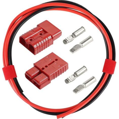 Lot de 2 connecteurs Anderson 50A avec câble électrique 60cm 10 AWG, ensemble de connecteurs de batterie haute intensité pour voitures, caravanes, bateaux, systèmes solaires, Rouge