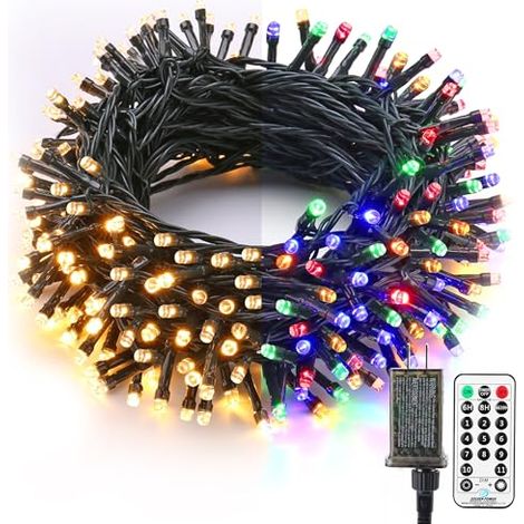 Guirlande Lumineuse De Noël - 200 LED - 65,67 Pieds - Chaud Blanc Et Multicolore - 11 Modes - Télécommande - Connectable Jusqu'à 3 Unités - IP44 (1/5)