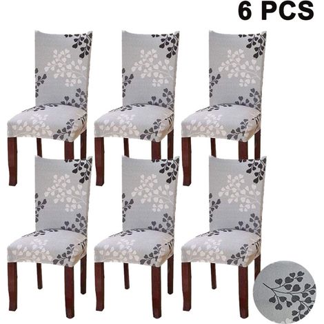 Set aus 6 kurzen, eng anliegenden, elastischen, abnehmbaren und waschbaren Stuhlhussen für Esszimmerstühle, geeignet für Hotels, Restaurants, Bankette, Hochzeiten und andere Anlässe. (1/5)