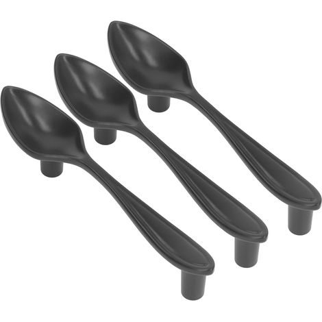 Poignées de tiroir en forme de cuillère noire, 3 poignées épaisses pour meuble de cuisine, armoire ou bibliothèque. (1/5)