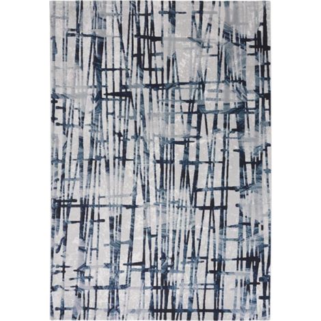 Tappeto design moderno contemporaneo pelo corto grigio blu Double CEL001