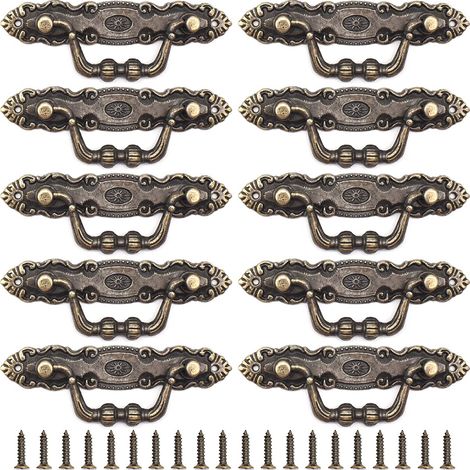 Poignées Porte Meubles Anciens, 10 Pièces Bouton de Tiroir Poignée Antique Armoires Avec à Vis pour Tiroir Armoire Meuble Cuisine Bouton de Porte de Placard Retro Poignées D'armoire (1/5)