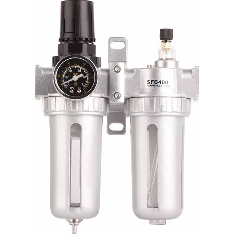 Filtre à air régulateur de pression SFC400 argenté, séparateur d'eau/huile pour pneumatique (1/5)