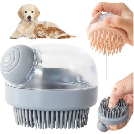 Brosse Massage Cuir Chevelu, Brosse Chien, Brosse pour Chat, Peigne de Brosse t Chat, Brosse de Massage pour Bain pour (bleu) (1/4)