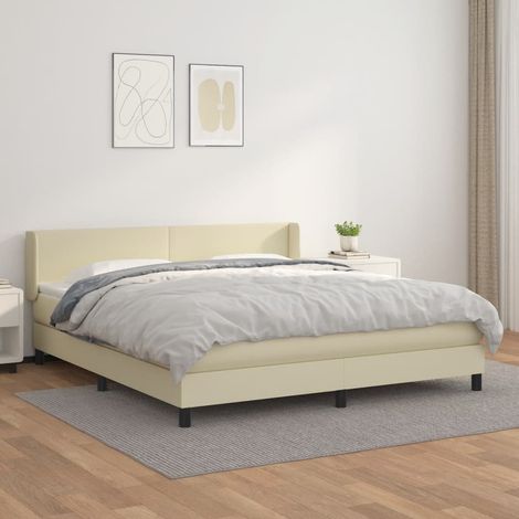 vidaXL Giroletto a Molle con Materasso Crema 180x200 cm in Similpelle (1/5)