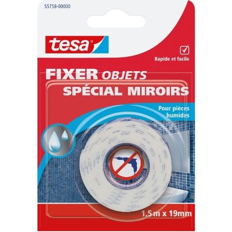 TESA FIXER OBJETS SPÉCIAL MIROIRS 1,5M X 19MM