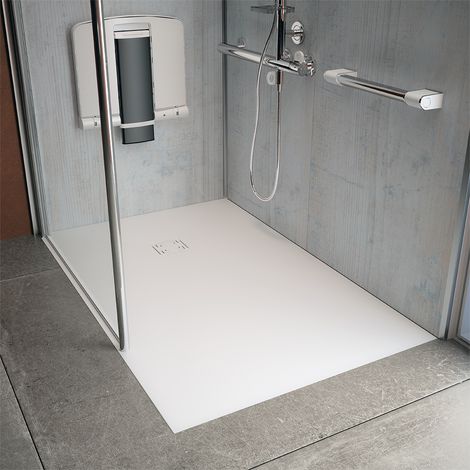 AKW Onyx Exclusif White Slate Effect Square Shower Tray 800mm x 800mm (1/5)