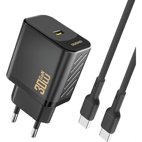 USB-C-Wandladegerät mit USB-C-GaN-PD-30-W-Kabel – Schwarz