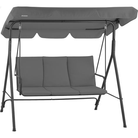 HinHocker Balancelle Hollywood 3 places avec toit pare-soleil  Gris  charge maximale 250 kg