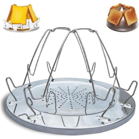 Support à Toasts en Acier Inoxydable,Grille Pain de Camping,Plaque Grille Pain Gaz,Poêle À Pain Grillé,Grille Pain Acier Inoxydable pour Pique-Nique de Cuisinière à Gaz en Plein Air en Famille (1/5)