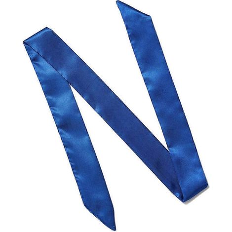 Ruban fin et doux pour la tête, foulard long en imitation soie, ruban décoratif pour femme, bandeau pour cheveux-Blue (1/5)
