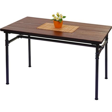Table pour salle à manger HWC-H10b, bar, gastronomie, bois d'orme, standards FSC, noir-marron 120x70 cm (1/5)
