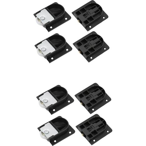 4 pièces guide de sol pour porte coulissante, plastique, noir (1/5)