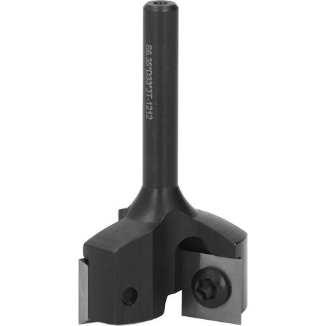 Fraise à rainurer Spoilboard avec plaquette de coupe détachable à 3 dents en carbure pour le rainurage et le détourage du bois, queue de 6,35 mm (1/4 pouce), dimensions : S6,35 x D33 x H54-3T (1/5)