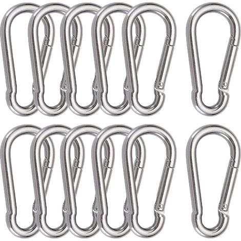 12 Pièces Mousquetons M6 Mousqueton INOX 304 Crochet Mousqueton Boucle à Ressort pour Suspendre Crochet Fixe 60 x 6 mm (1/5)