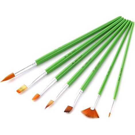 Ensemble de 7 pinceaux aquarelle à manches en bois et poils en nylon, ainsi que d'outils pour la peinture à l'huile (1/5)