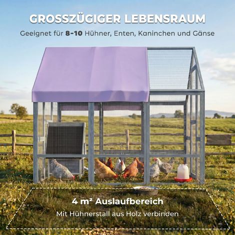 Hühnerstall mit wasserdichtem Netzgewebe, 2 Nistkästen, 2 Sitzstangen, für 8–10 Hühner, Holz, 211 x 186,5 x 185,5 cm, dunkelgrau (1/5)
