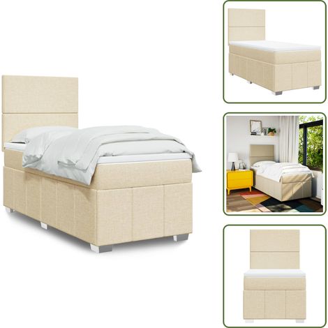 Sommier à lattes de lit avec matelas Crème 80x200 cm Tissu - Sommier À Lattes De Lit - Sommiers À Lattes De Lit - Lit - Meuble De Chambre À Coucher (1/5)