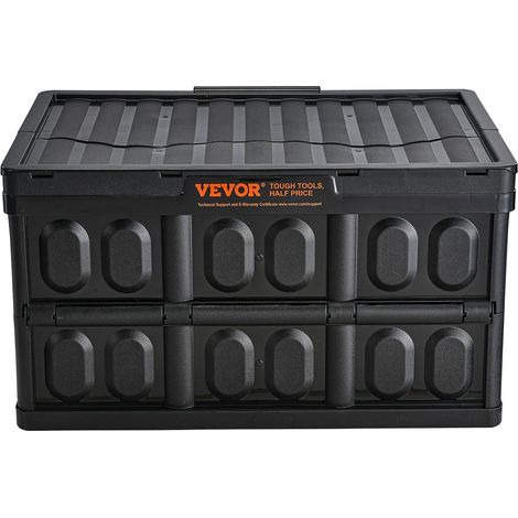 Bacs de rangement pliables avec couvercles 45L,3 pièces,caisses empilables en plastique robustes pour vêtements,jouets,livres et courses (1/5)