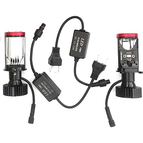 Kit phare LED moto lentille anti éblouissement aluminium 12-24V feu croisement route Y8-H4 (1/5)