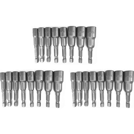 24pcs 1/4 Pouce de de Douilles de Tourne-Ecrou Hexagonal Magnetique Metrique Perceuse A Percussion de 6 A 13mm Adaptateur (1/5)