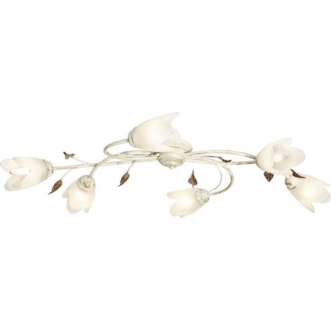Visconte Murlo Floral Ivory, Brown Semi flush Alabaster Glass Ceiling 6 Light (1/5)