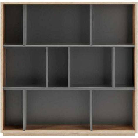 Estantería 3 alturas modelo 546 acabado roble claro/grafito. 117 cm(alto), 119 cm(ancho), 32 cm(fondo). (1/5)