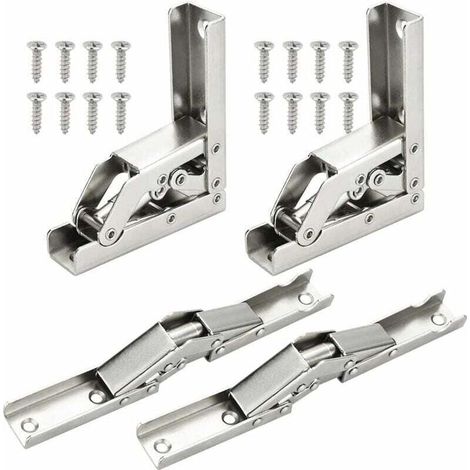 4 PCS Charnières Pliant 90 Degré Plein Recouvrante Charniere Porte en Acier Inoxydable Charniere Meuble Cuisine Invisible avec 16 Vis pour Fermeture d’Armoire de Porte Placard 6.86.82.2cm (1/4)
