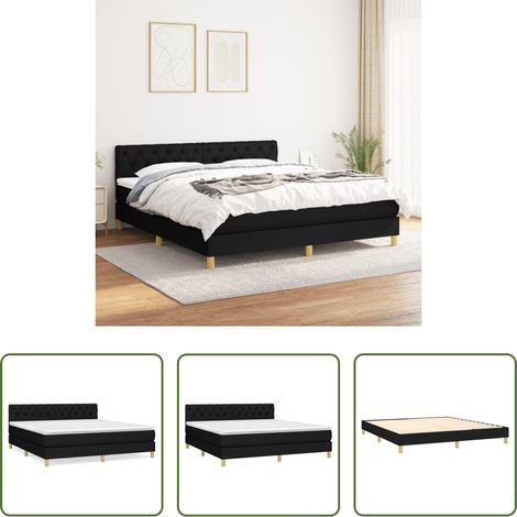 Matelas à ressorts ensachés - Sommier à lattes de lit avec matelas Noir 160x200 cm Tissu (1/5)