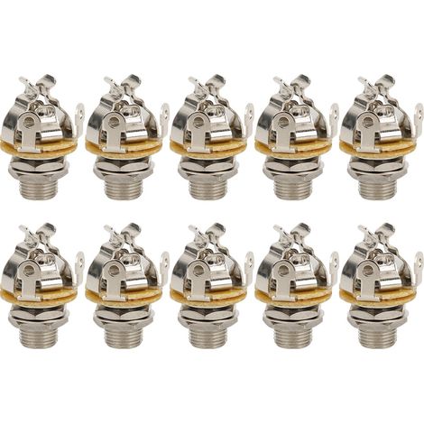10 prises jack mono argentées pour guitare, accessoires instrument de musique 1/4 pouce (1/5)