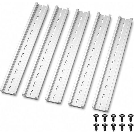 Rail DIN 35mm en Aluminium 300mm, Rail Oméga avec Vis M4, Support de Montage pour Tableau Électrique, Armoire de Distribution, Coffret, Relais Bornes Contacteurs, Installation Électrique (1/3)