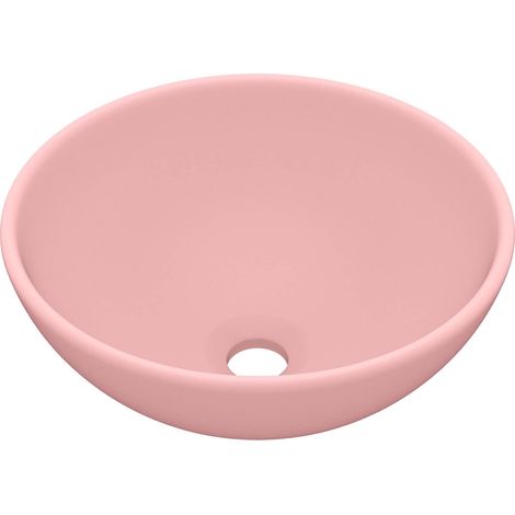 Lavabo de lujo redondo cerámica rosa mate 32,5x14 cm vidaXL