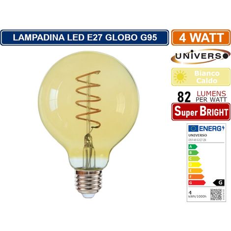 UNIVERSO G95-S-OC LAMPADINA LED E27 4W GLOBO G95 FILAMENT VETRO AMBRATO BIANCO CALDO 2500K (1/2)