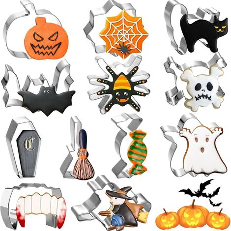 Emporte Piece Patisserie Halloween, 9 Pièce Halloween Moule à Biscuit, Emporte-pièces en Acier Inoxydable, Citrouille Araignée Sorcière Chauve-Souris, Biscuit Moule pour Gâteaux Patisserie Fondant
