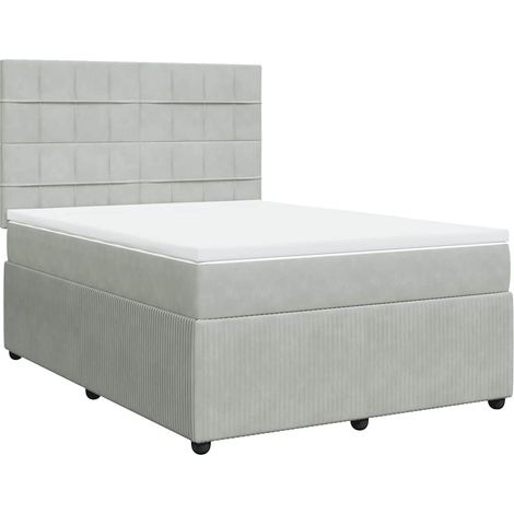Maison Exclusive - Giroletto a Molle con Materasso Grigio Chiaro 140x200cm Velluto (1/5)