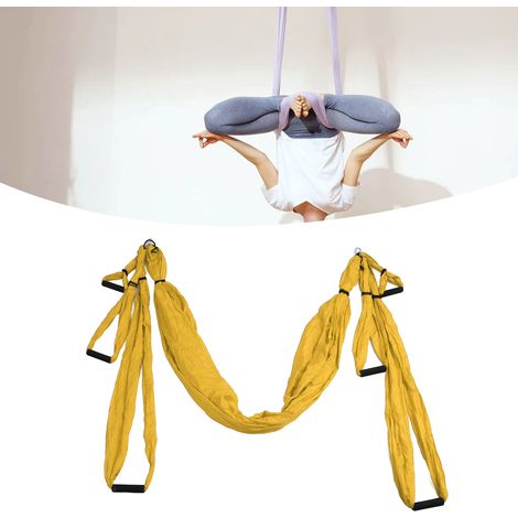Hamac de yoga aérien inversé d'intérieur, balançoire de yoga, hamac de fitness, tissu de parachute d'extérieur, jaune anti-gravité (1/5)