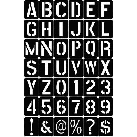 42 Buchstaben- und Zahlenschablonen – Wiederverwendbare und abwaschbare Alphabetschablonen – Umweltfreundliche PP-Schablonen für Kunsthandwerk und Holzmalerei (1/5)
