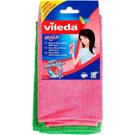 Lot VILEDA de 2 Chiffons microfibres multiusage colorés (1/2)