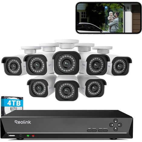 Reolink – Kit de vidéosurveillance 4K 8MP avec 8 caméras bullet IP PoE – NVR 16CH 4To – Détection intelligente de personnes/véhicules – Vision nocturne 30m (1/5)