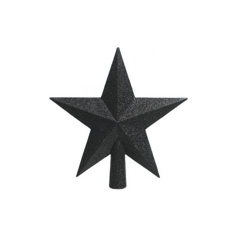 Kaemingk – Pointe de sapin étoile noire à paillettes, incassable – Plastique, Ø 19 cm (1/2)