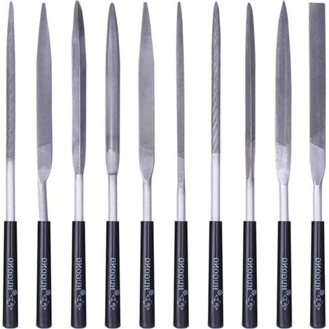 Lot de 10 mini-limes aiguilles pour bois, métal, plastique, petites limes, pour le durcissement des alliages d'acier (1/4)