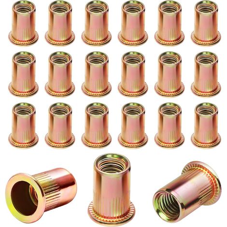 Insert Fileté Metal M6 & M8 Ecrou a Sertir 80 Pièces Aveugle Rivet Fileté Écrous à Tête Plate Plaqués Zinc Écrous à Rivets Aveugles Rivet Inserts Filetés pour Métal Plastique etc (1/5)