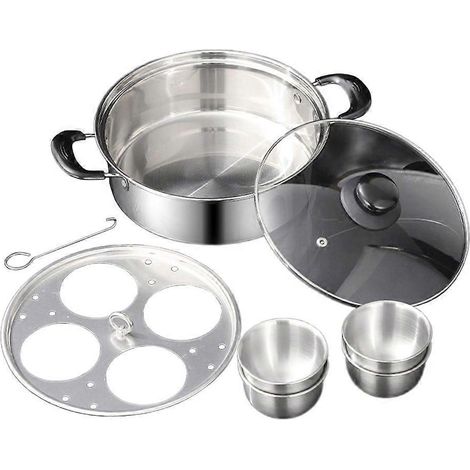 Cuit-vapeur en acier inoxydable, casseroles multicouches avec couvercle en verre (1/4)