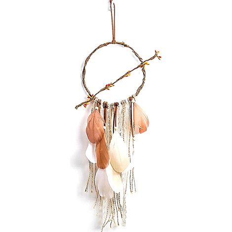 Capteur De Rêves en Plumes, Attrape Rêves, Capteur De Rêves Fait à La Main avec Plume Et Branches pour Décoration Murale De Voiture De Chambre à Coucher