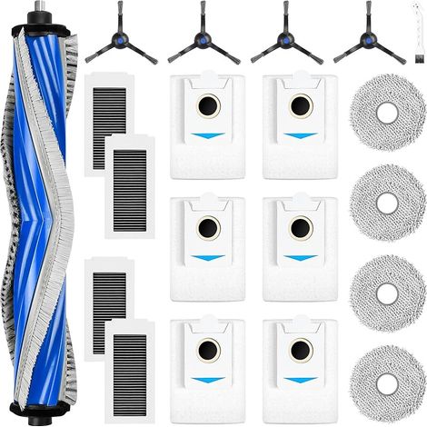 Lot de 20 Accessoires pour Robot Aspirateur Ecovacs Deebot X5 Omni, 1 Brosse Principale, 6 Sacs à Poussière, 4 FOREHILL, 4 Filtres, 4 Brosses Latérales, 1 Brosse de Nettoyage (1/5)