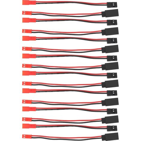Lot de 16 fils de connecteur JST mâles et femelles JR 20 AWG 10 cm pour avions télécommandés, voitures, bateaux (1/5)