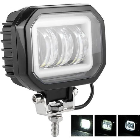Projecteur LED 3,5 pouces 6000K 30W Étanche Lampe Carrée Yeux d'Ange pour Véhicule Tout-Terrain Bateau Quad Voiture (Lumière Blanche Froide) (1/5)