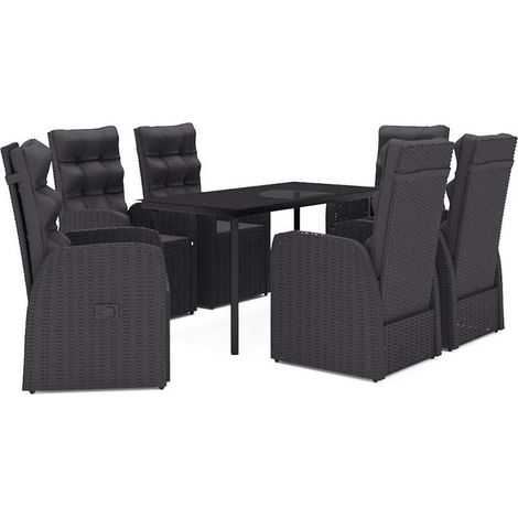 Maison Exclusive - Set da Pranzo da Giardino 7 pz con Cuscini Nero (1/5)